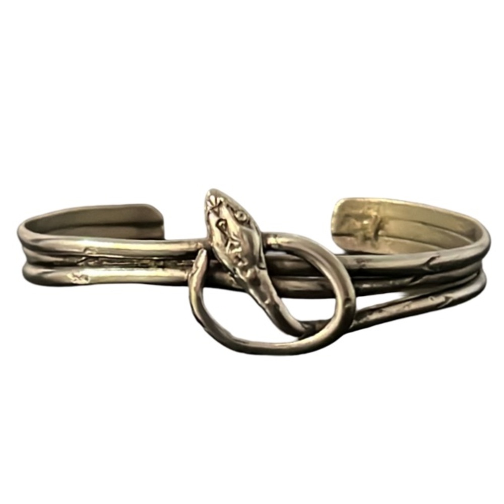 Antique Art Nouveou Sterling Silver Egyptian Snake Bracelet